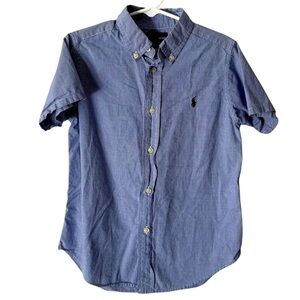 Ralph Lauren Blue Checkered Short Sleeve Button Down Collared Size 5